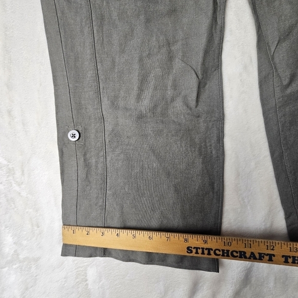 Sandro Linen Cropped Pants Light Olive Gray Women’s 10 Ten - Picture 5 of 11
